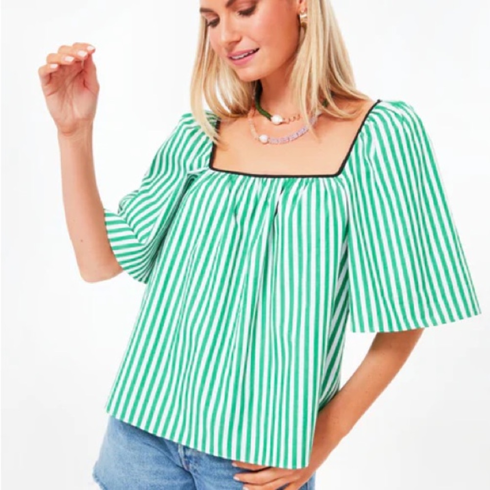 Pomander Place Emerald Striped Blouse